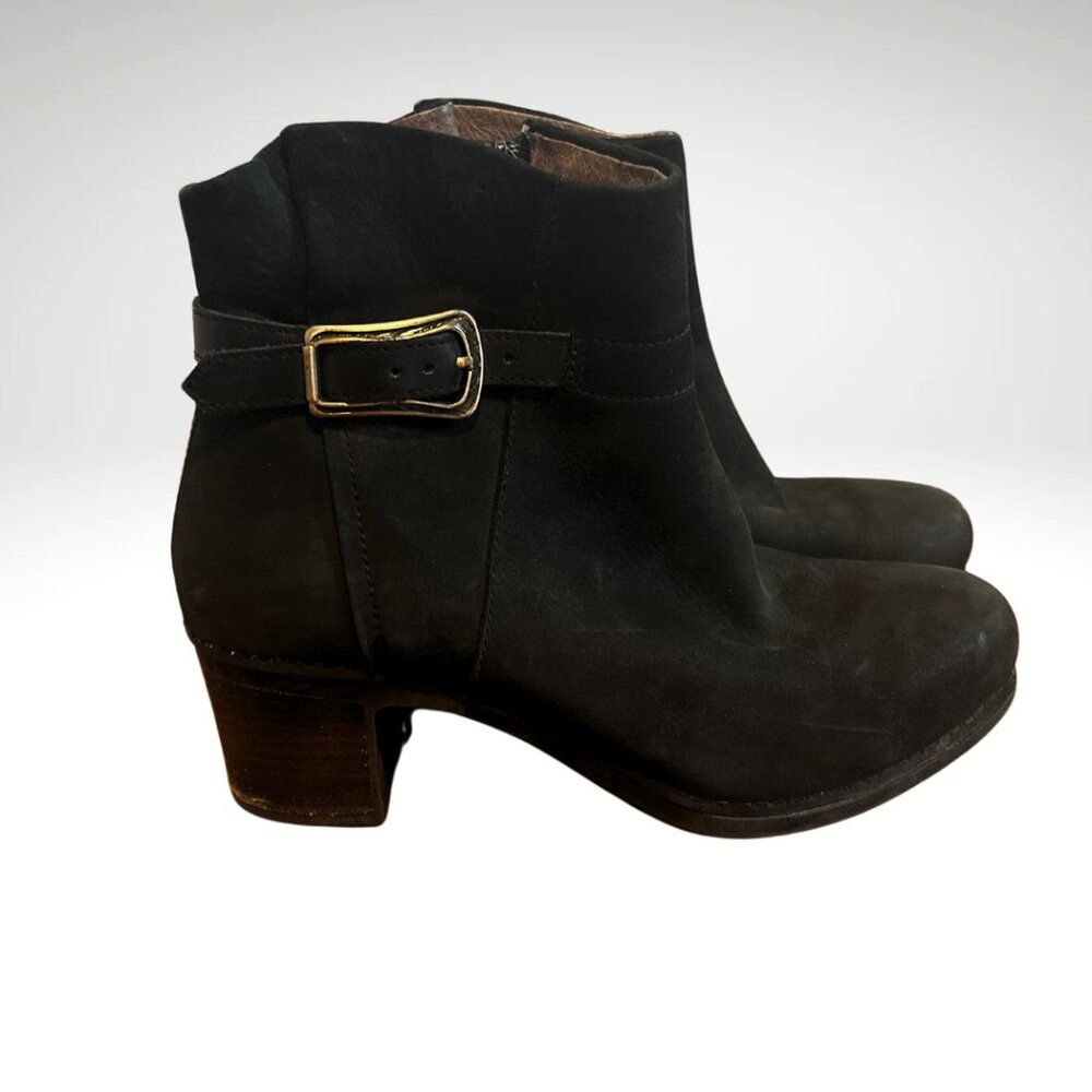 Dansko Hartley Black Leather Ankle Boots with Buckle Size 38